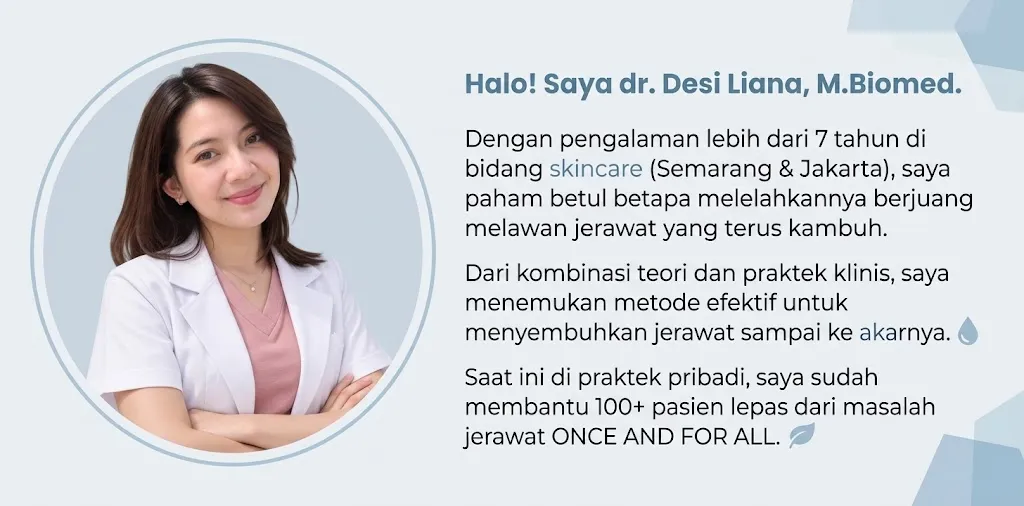 Profil dr. Desi Liana, M.Biomed. dan informasi pengalamannya di bidang skincare